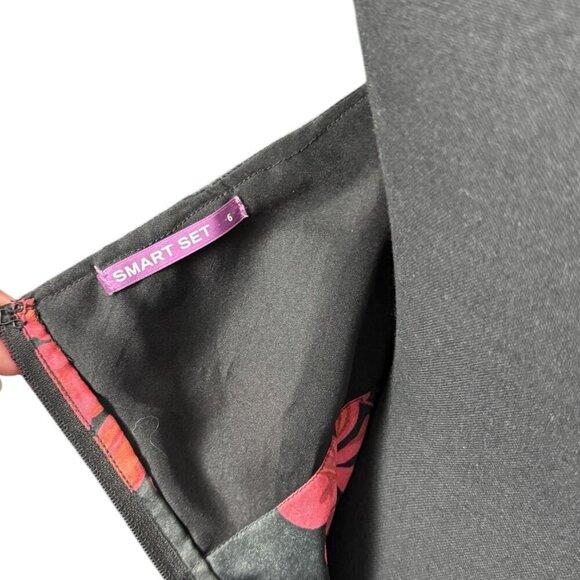 Vintage Y2K Floral Halter Cocktail Dress, Satin Asymmetrical Tiered Hem - Picture 6 of 10